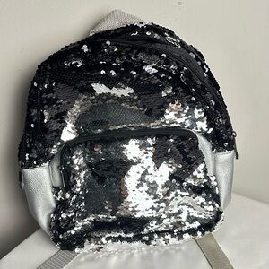 Sequin Mini Backpack - Black & Silver